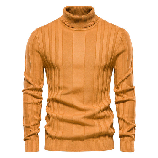 Sweater 2021 autumn new men's high collar casual knitted warm bottoming shirt men's solid color pullover large size