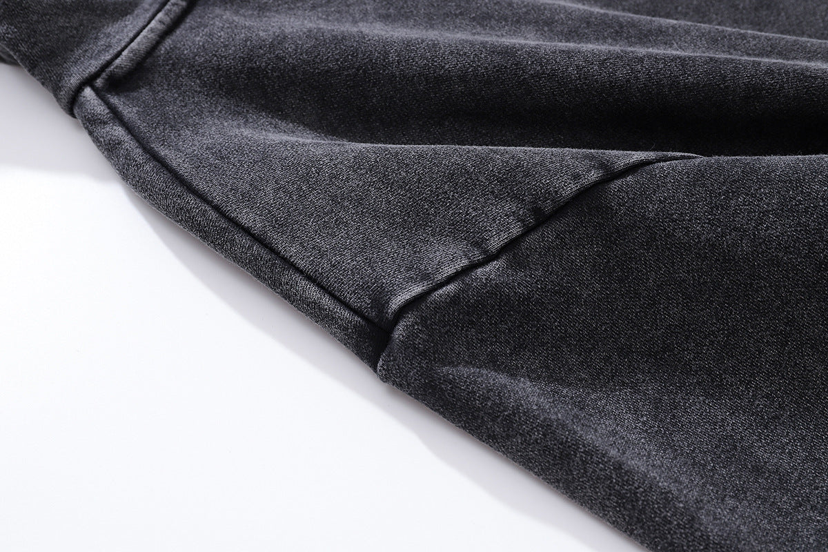 High version B family BB kangaroo pocket fleece hoodie heavy industry wash water old effect OS loose version couple models wholesale