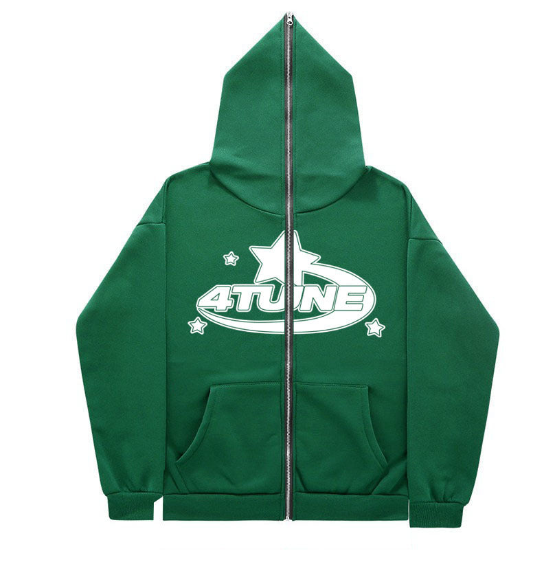 2023 cross-border new product tune trendy men's full face zipper sweatshirt American retro Y2K sweatshirt men's casual jacket