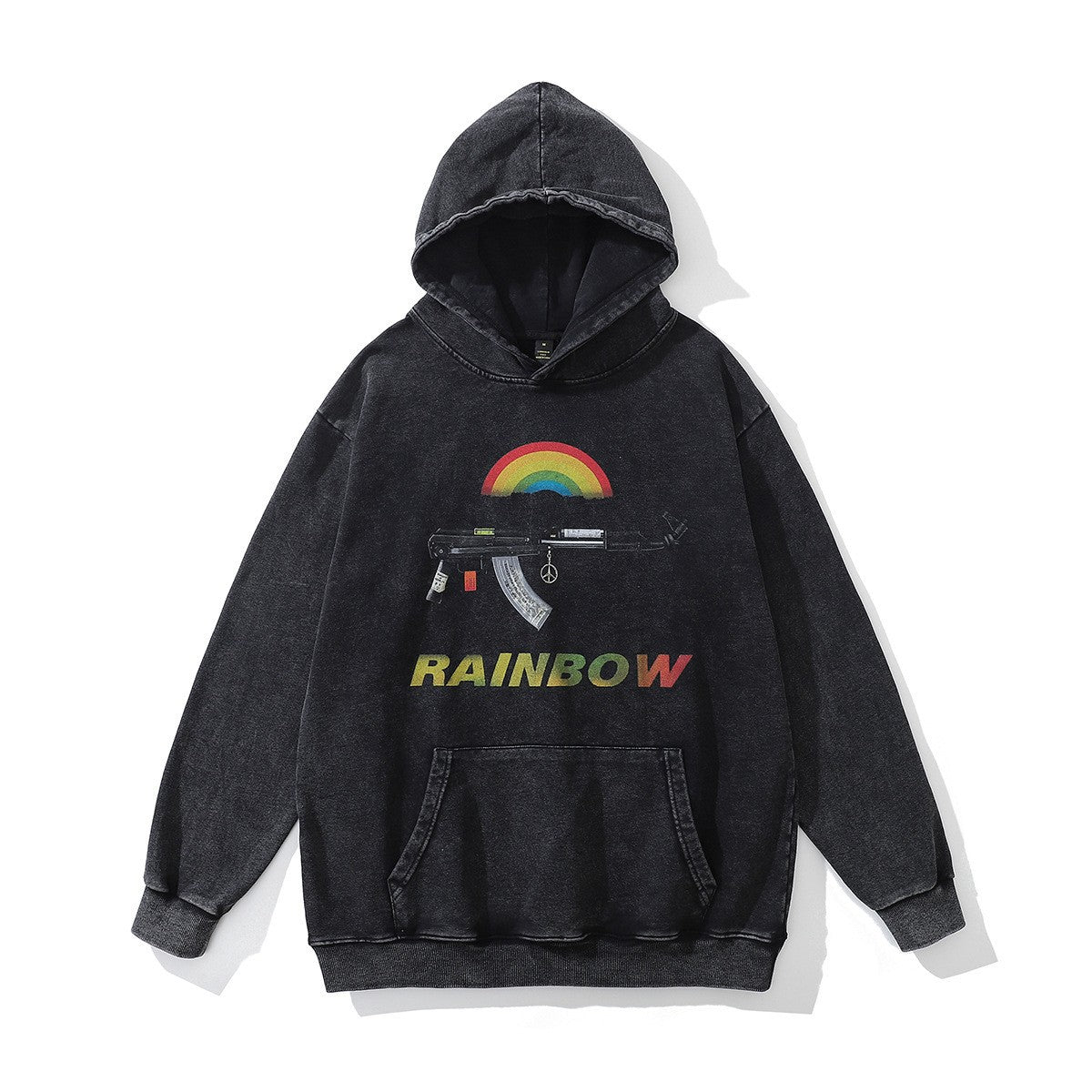 High version B family BB kangaroo pocket fleece hoodie heavy industry wash water old effect OS loose version couple models wholesale