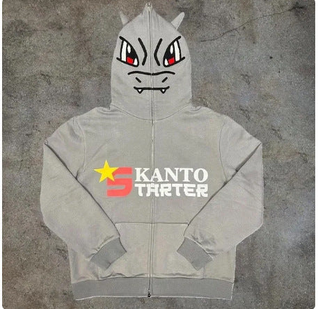 Foreign trade bapeGengar Ghost Stone Gengar Harajuku 3D digital printing sweater zipper to the end hoodie Y2K