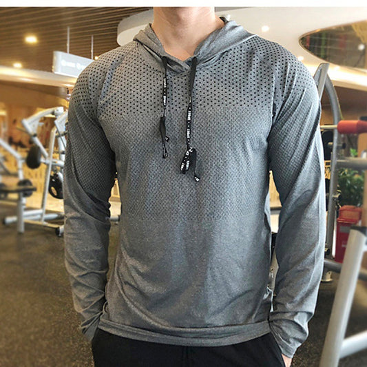 Thin sweatshirt sports long sleeve men's spring and autumn loose casual sweat-absorbent running shirt hoodie training quick-drying fitness clothes