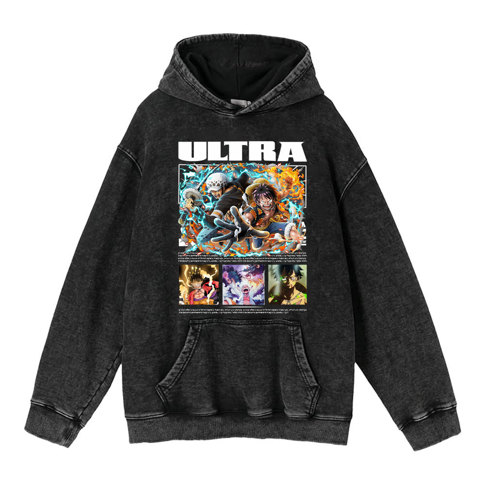 Luffy Zoro anime street retro cotton sweatshirt street fashion hooded sweatshirt