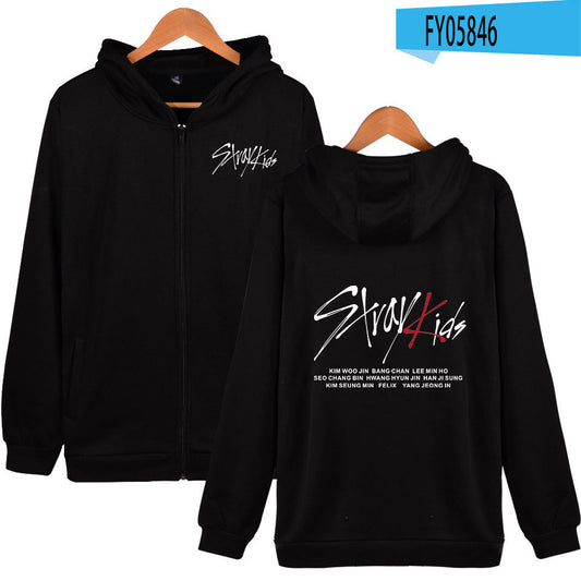 Cross-border new 20603 collective printing men's and women's casual zipper hooded sweater jacket children's clothing