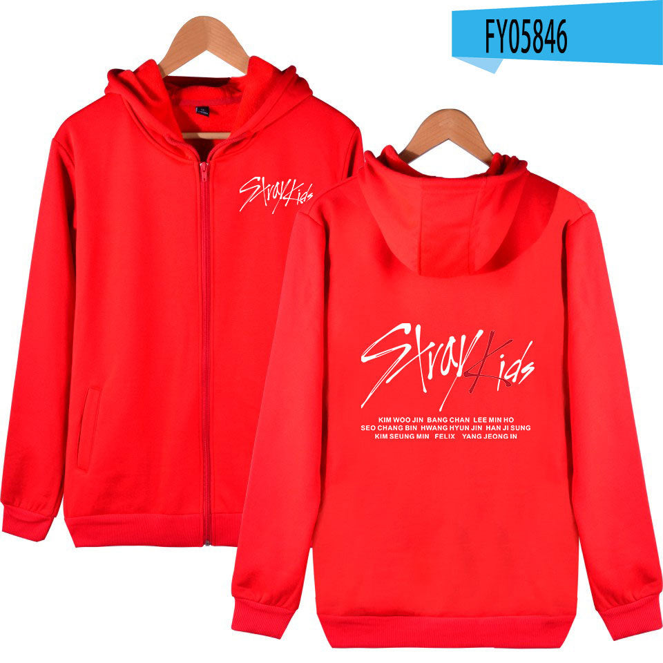 Cross-border new 20603 collective printing men's and women's casual zipper hooded sweater jacket children's clothing