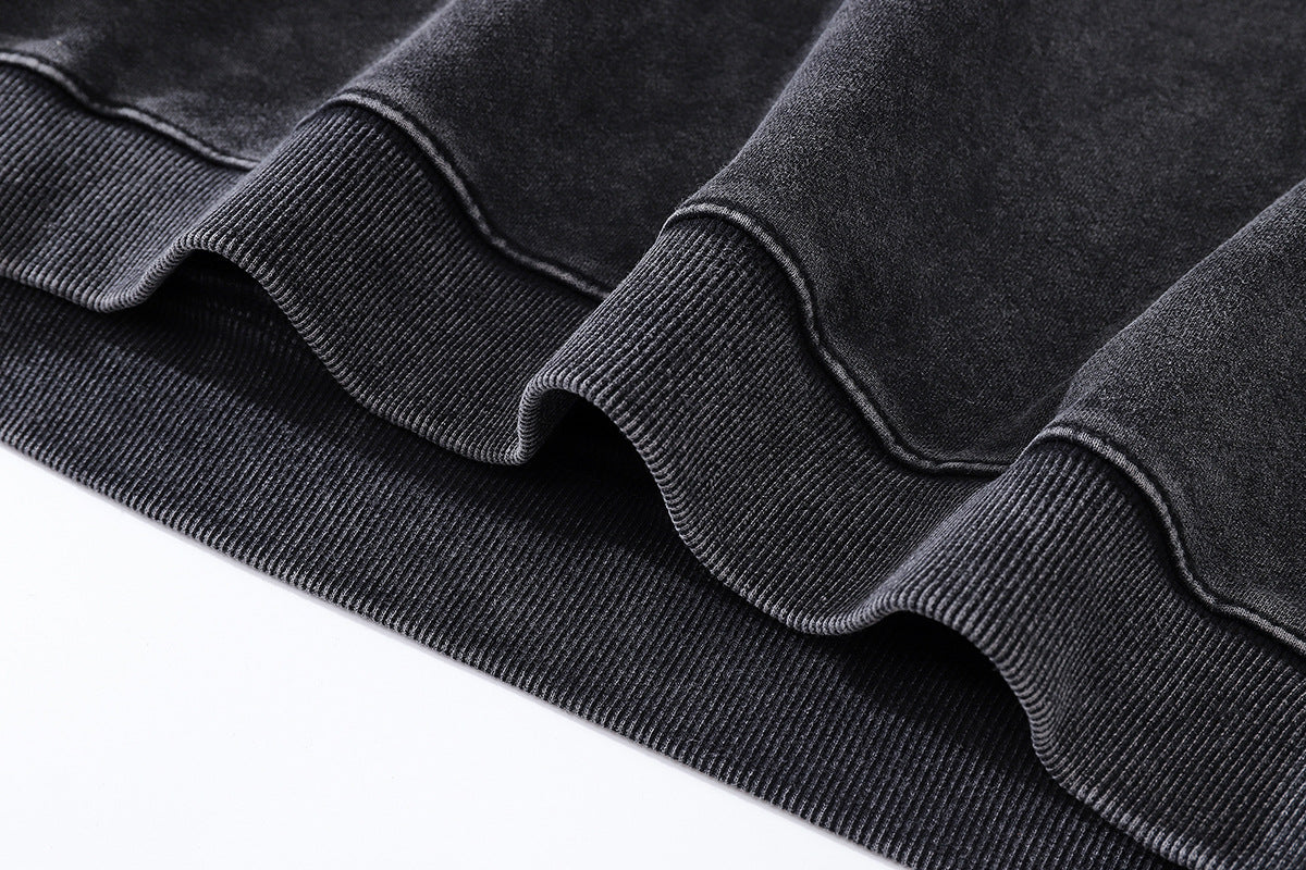 High version B family BB kangaroo pocket fleece hoodie heavy industry wash water old effect OS loose version couple models wholesale