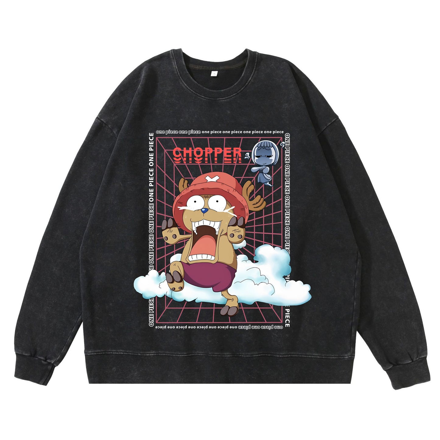 360g heavy washed retro sweatshirt street hip-hop anime American style pirate Luffy Zoro cotton autumn sweatshirt