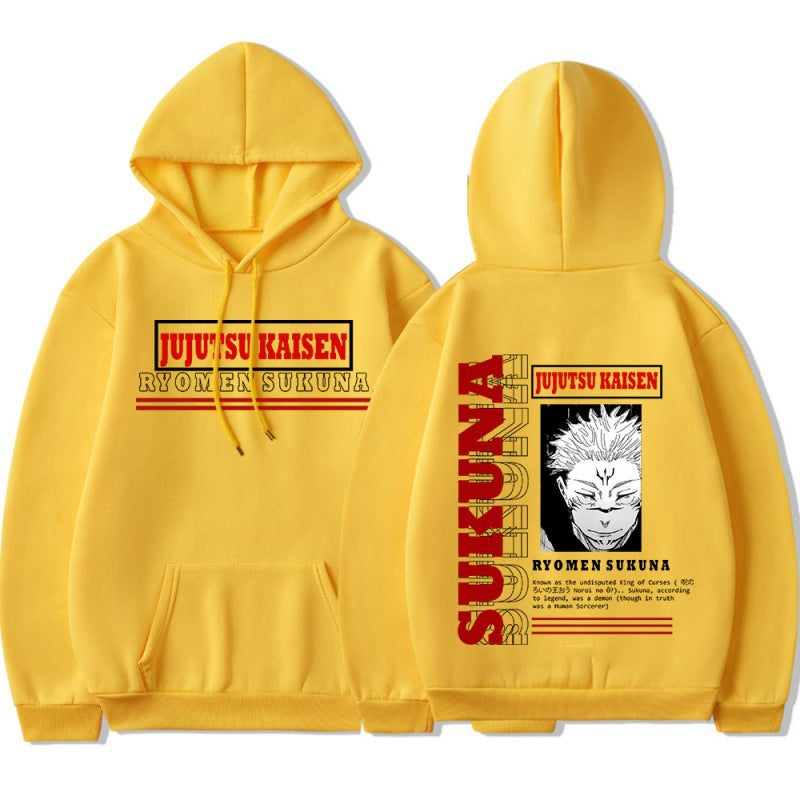 Japanese anime spell fight back to two sides Su Nuo new printed pullover sweatshirt plus velvet hoodie top hoodie