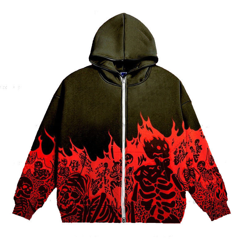 2023 European and American Street Trends Y2K Gothic Punk Hip-Hop Fashion Zipper Digital Printed Hoodies