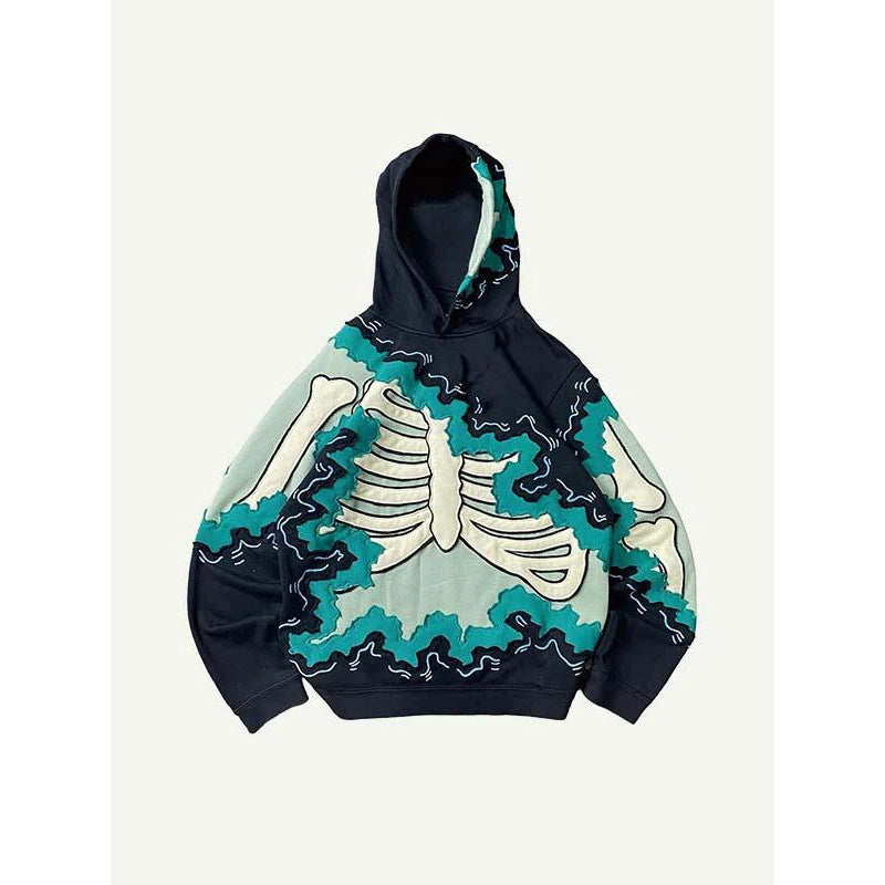 2025 new skull skeleton 3d print sweatshirt men's trendy pullover hoodie