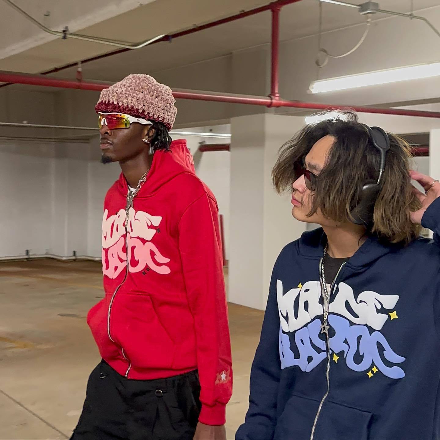 2023 New European and American Street Hip-Hop Foam Printed Letter Printed Cardigan Zipper Hoodie Youth Casual Sweater