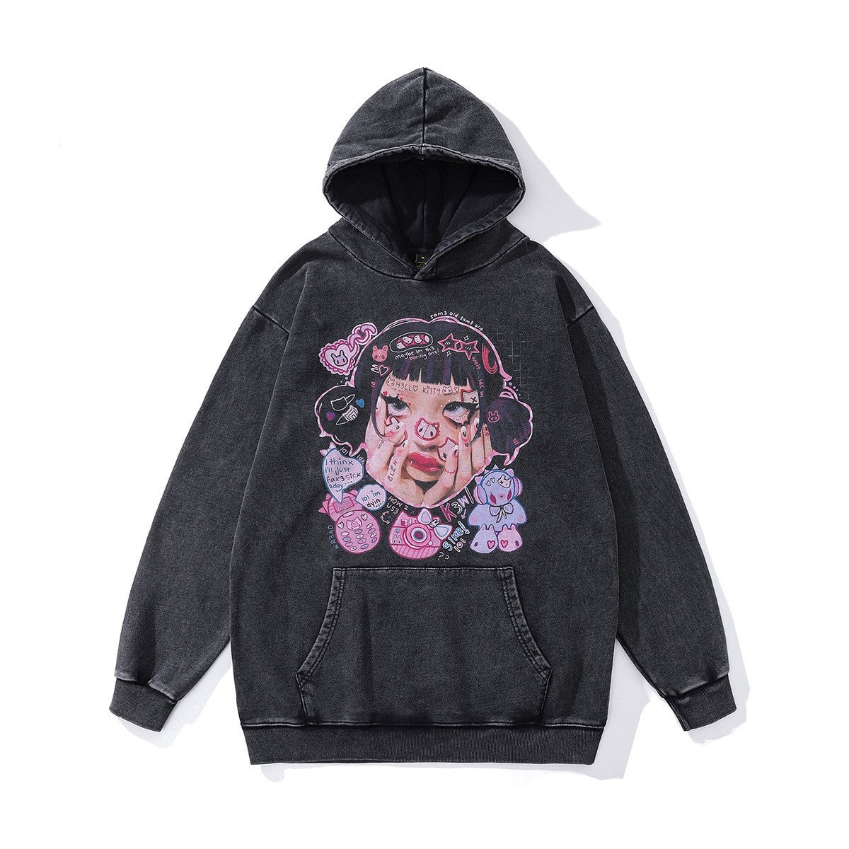 High version B family BB kangaroo pocket fleece hoodie heavy industry wash water old effect OS loose version couple models wholesale