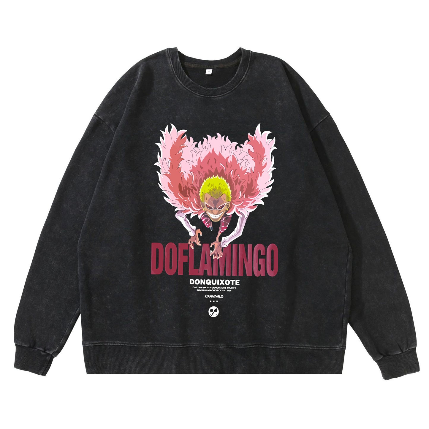 360g heavy washed retro sweatshirt street hip-hop anime American style pirate Luffy Zoro cotton autumn sweatshirt