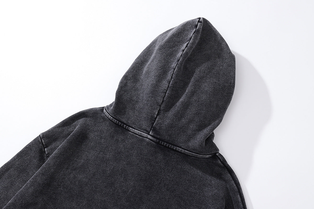 High version B family BB kangaroo pocket fleece hoodie heavy industry wash water old effect OS loose version couple models wholesale