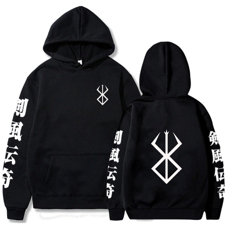 Berserk Anime Hoodies Men Logo Hoodie Hip Hop Long Sleeve Sw