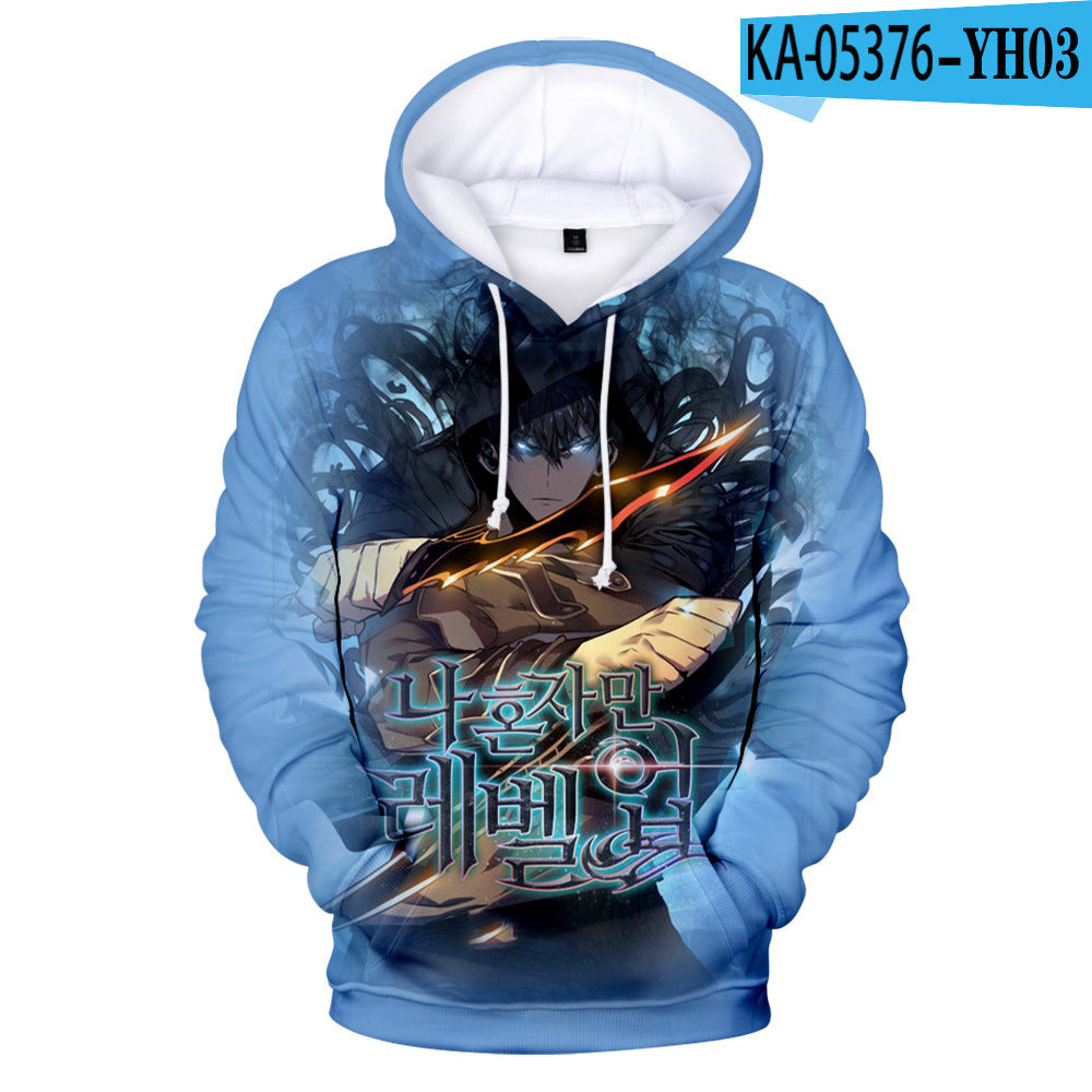 2021 Amazon Cross-Border Solo Leveling Online Novel 3D Printed Loose Hooded Sweatshirt for Men and Women