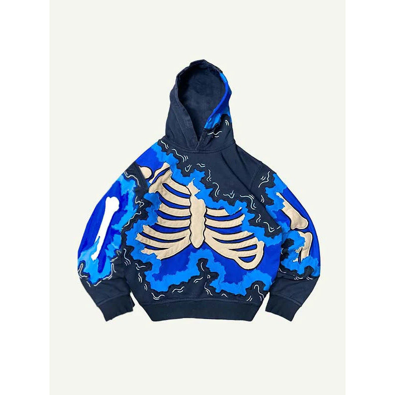 2025 new skull skeleton 3d print sweatshirt men's trendy pullover hoodie