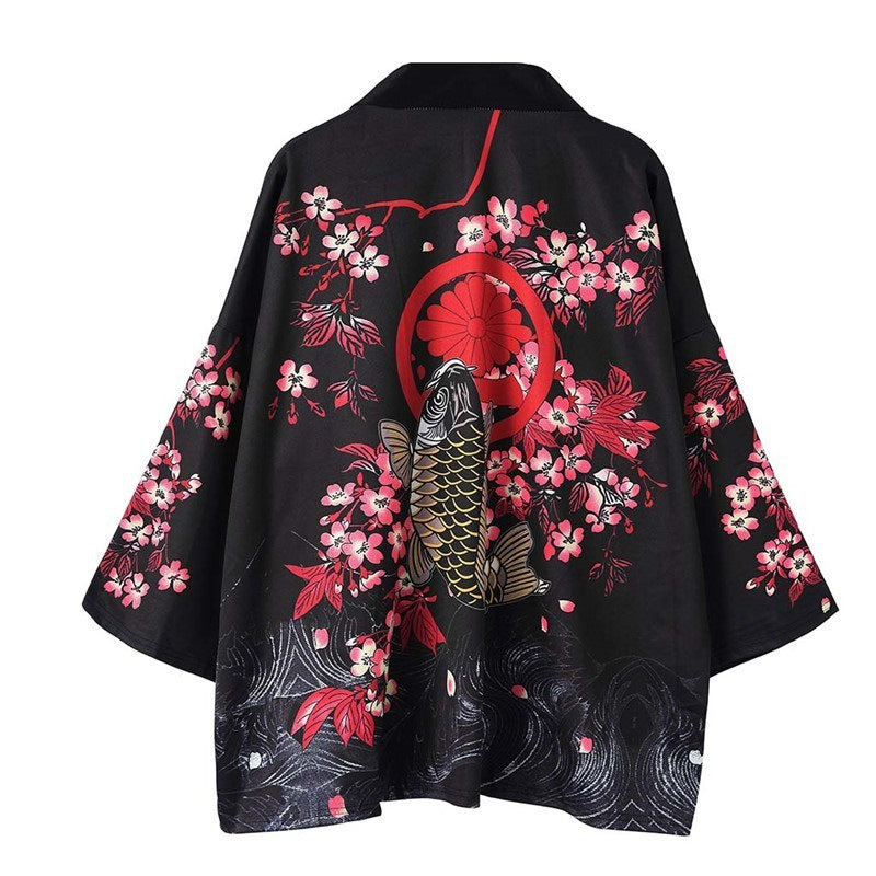 Harajuku style kimono women's summer Korean version loose Japanese kimono cloak feather weaving sunscreen jacket 3d printing students