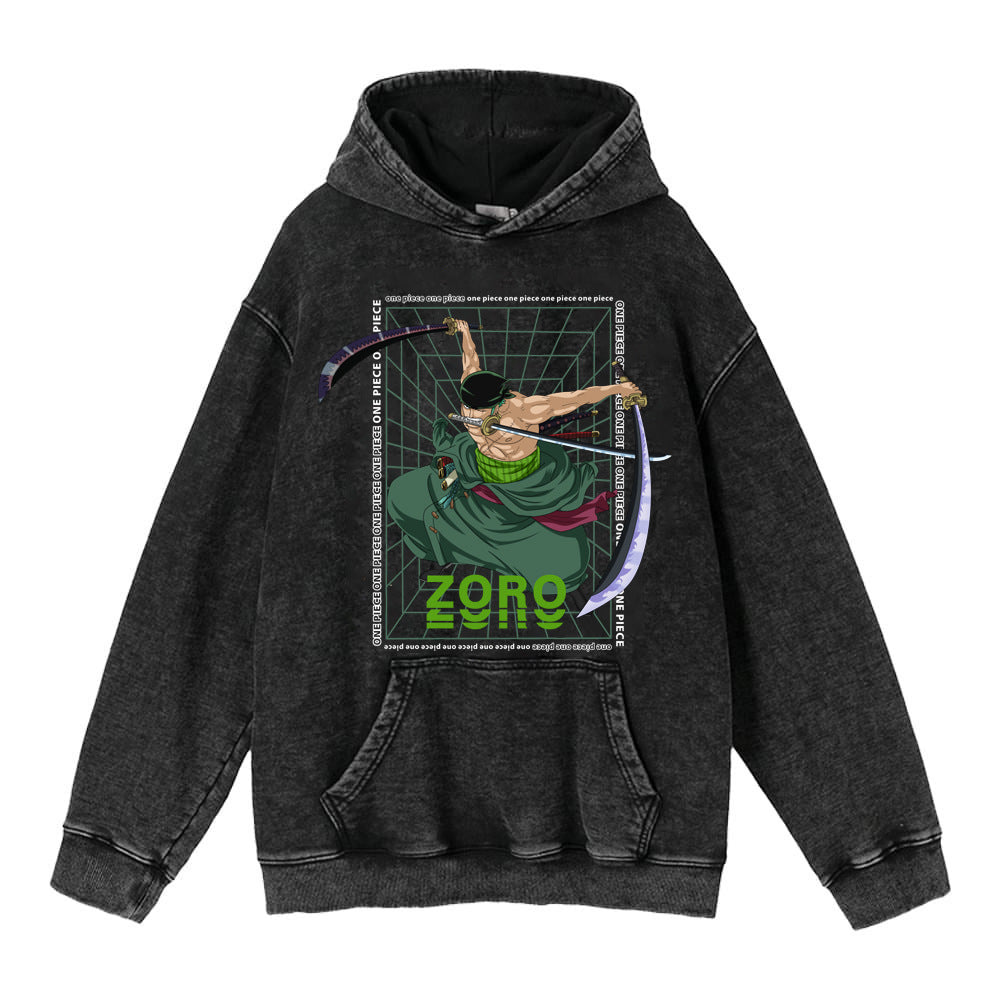 Luffy Zoro anime street retro cotton sweatshirt street fashion hooded sweatshirt
