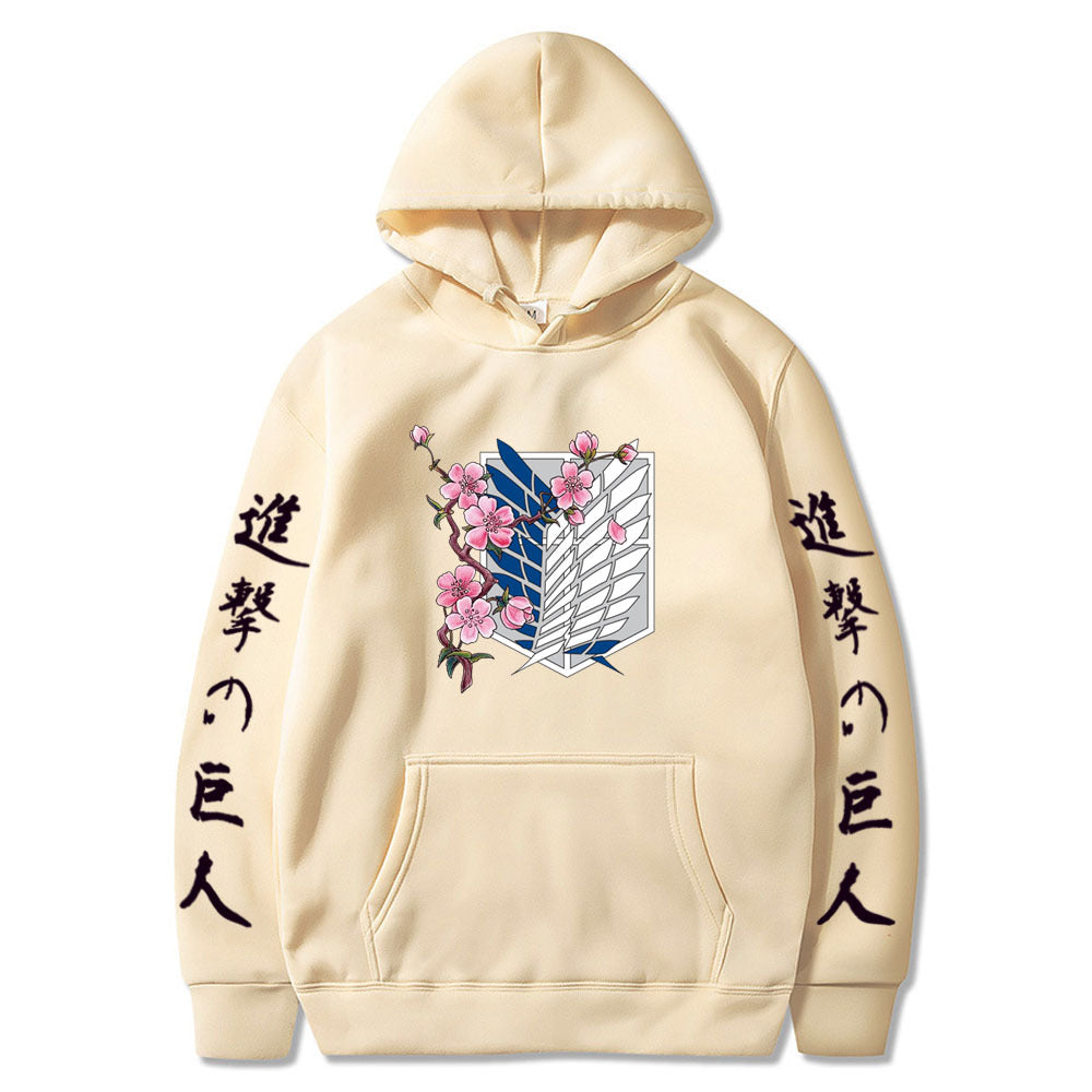 Attack on Titan LOGO hoodie sweatshirt- black letters on sleeves