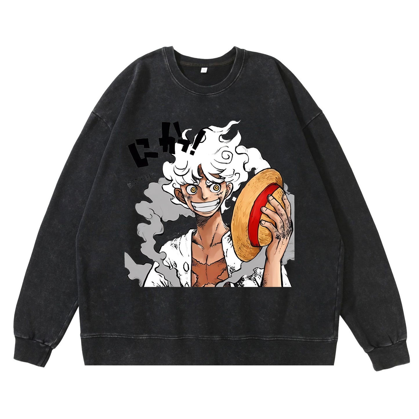360g heavy washed retro sweatshirt street hip-hop anime American style pirate Luffy Zoro cotton autumn sweatshirt