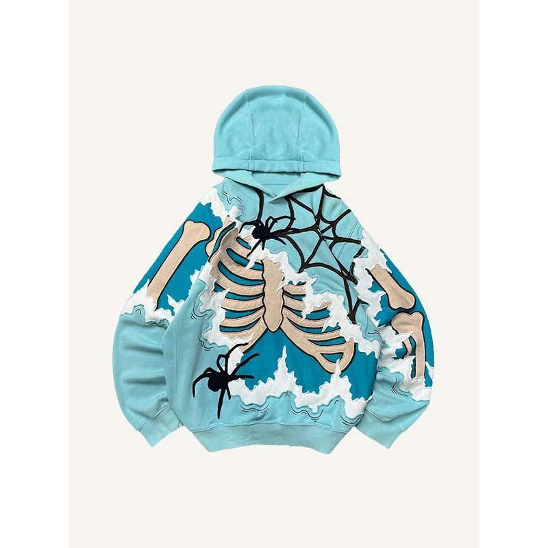 2025 new skull skeleton 3d print sweatshirt men's trendy pullover hoodie
