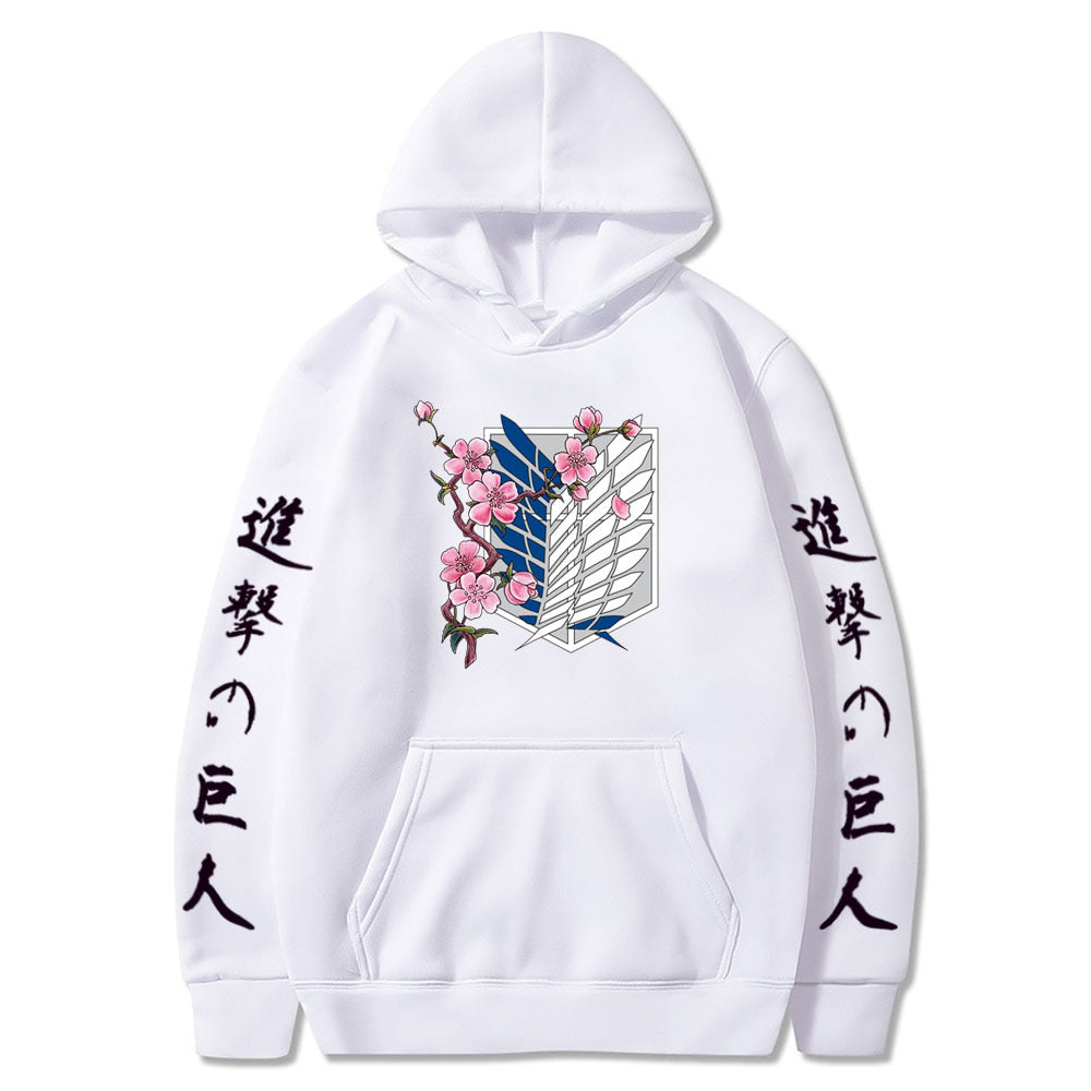 Attack on Titan LOGO hoodie sweatshirt- black letters on sleeves