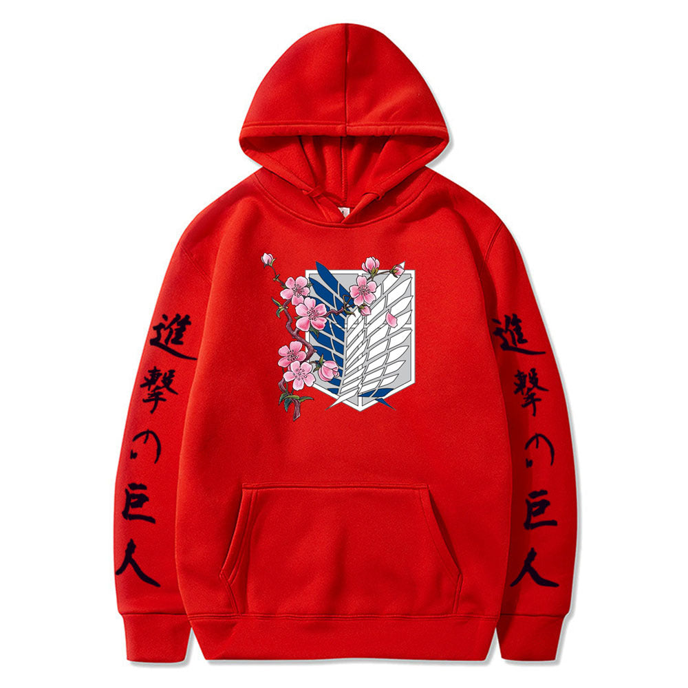 Attack on Titan LOGO hoodie sweatshirt- black letters on sleeves