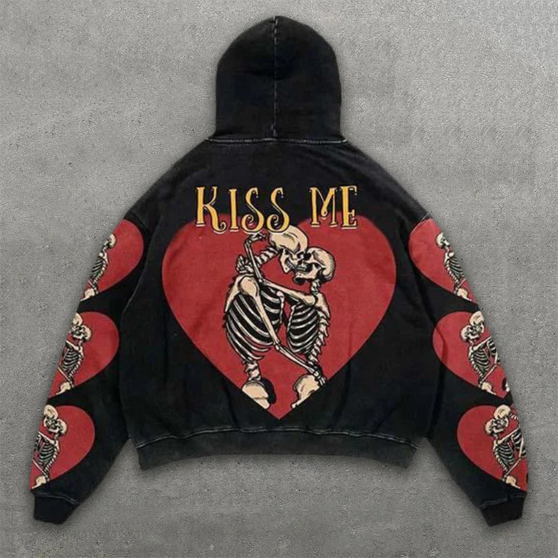 2025 new skull skeleton 3d print sweatshirt men's trendy pullover hoodie