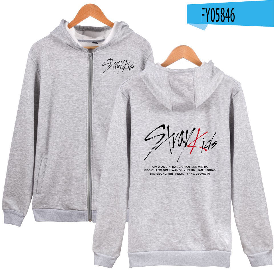 Cross-border new 20603 collective printing men's and women's casual zipper hooded sweater jacket children's clothing