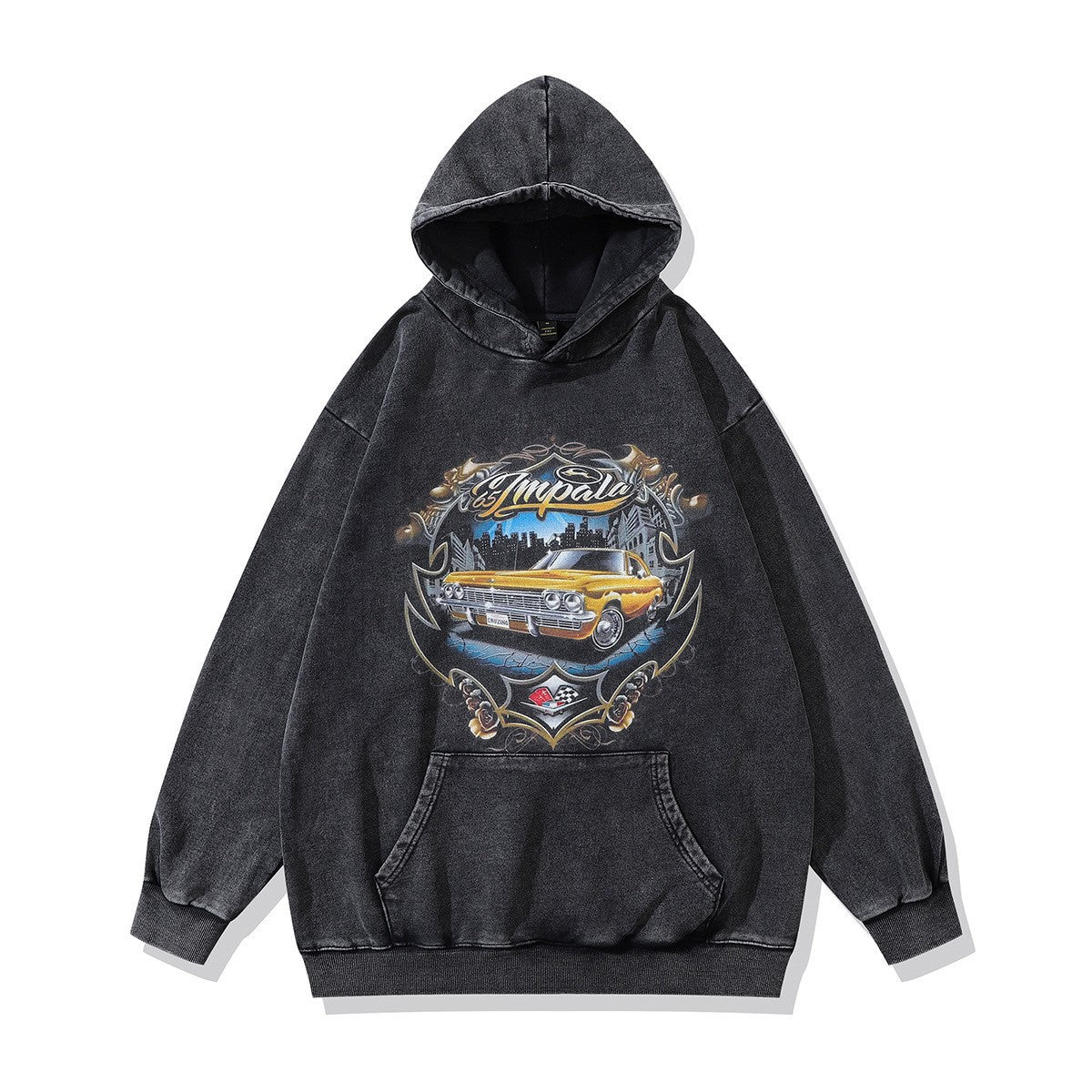 High version B family BB kangaroo pocket fleece hoodie heavy industry wash water old effect OS loose version couple models wholesale