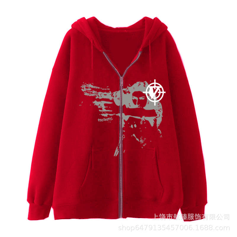 2022 Amazon Girl Gunner Zipper Sweater AliExpress Hot Selling American Cardigan Sweater Casual Trend Hoodie