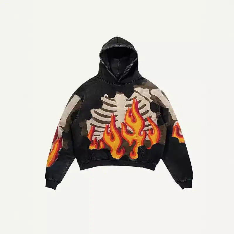 2025 new skull skeleton 3d print sweatshirt men's trendy pullover hoodie