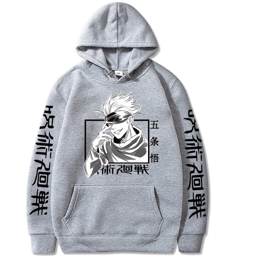 Cross-border wish mantra spell back hoodie hip-hop anime pullover loose long-sleeved fleece sweater