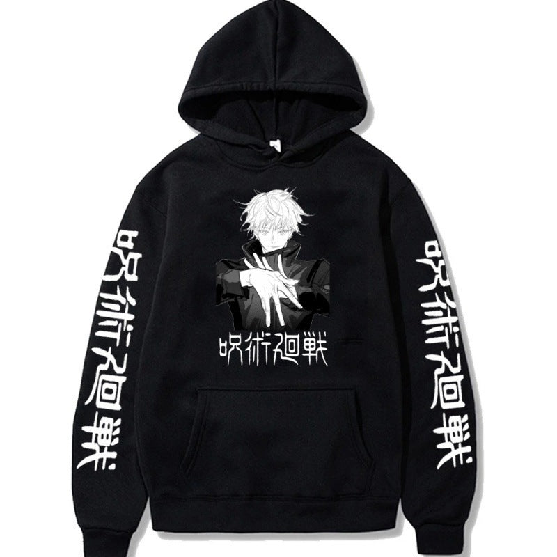 Cross-border wish mantra spell back hoodie hip-hop anime pullover loose long-sleeved fleece sweater