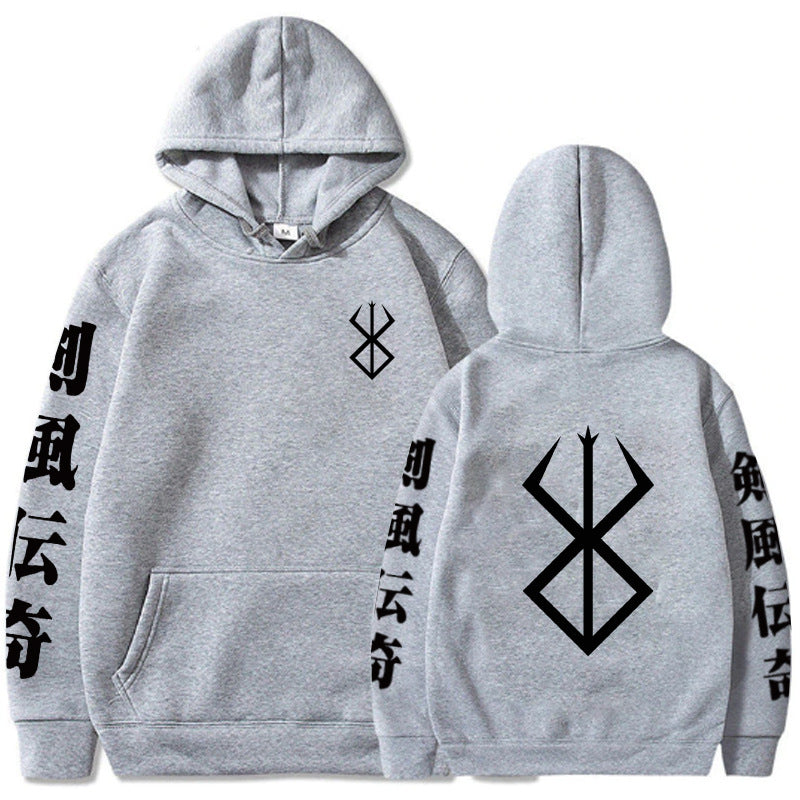 Berserk Anime Hoodies Men Logo Hoodie Hip Hop Long Sleeve Sw