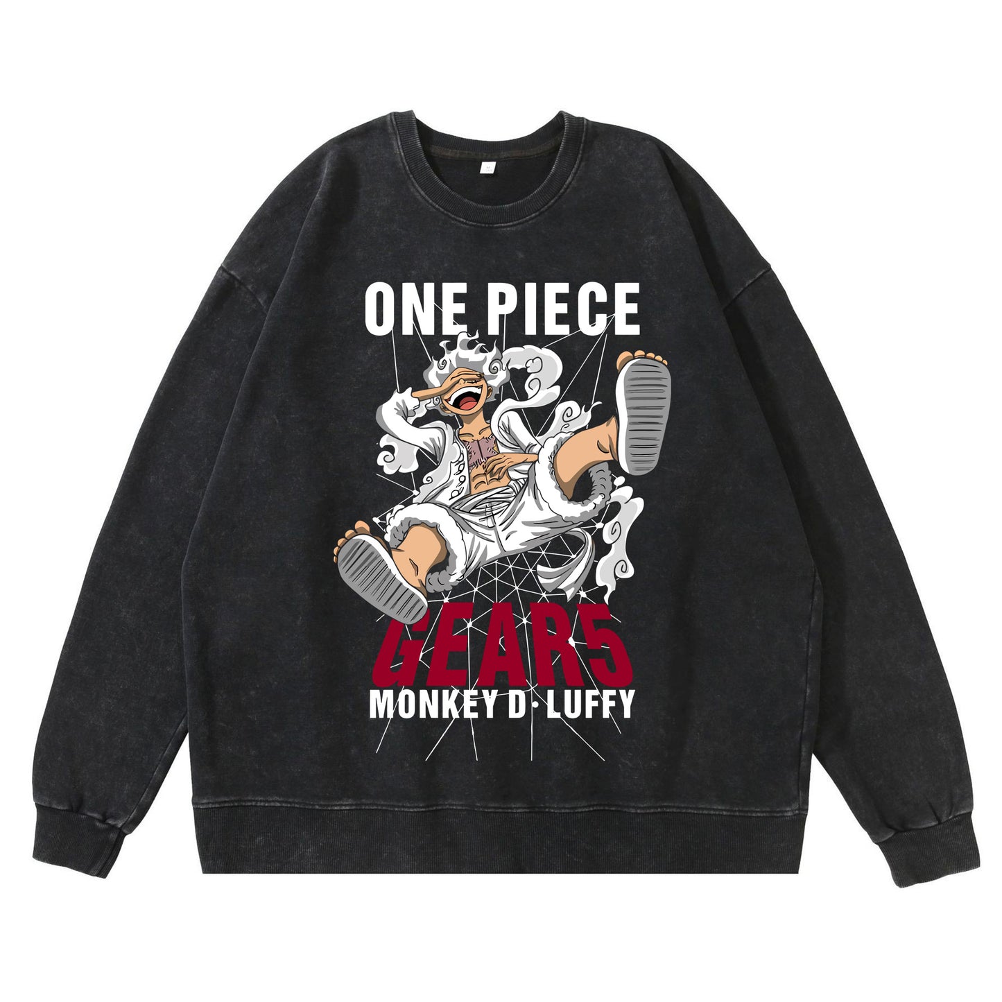 360g heavy washed retro sweatshirt street hip-hop anime American style pirate Luffy Zoro cotton autumn sweatshirt