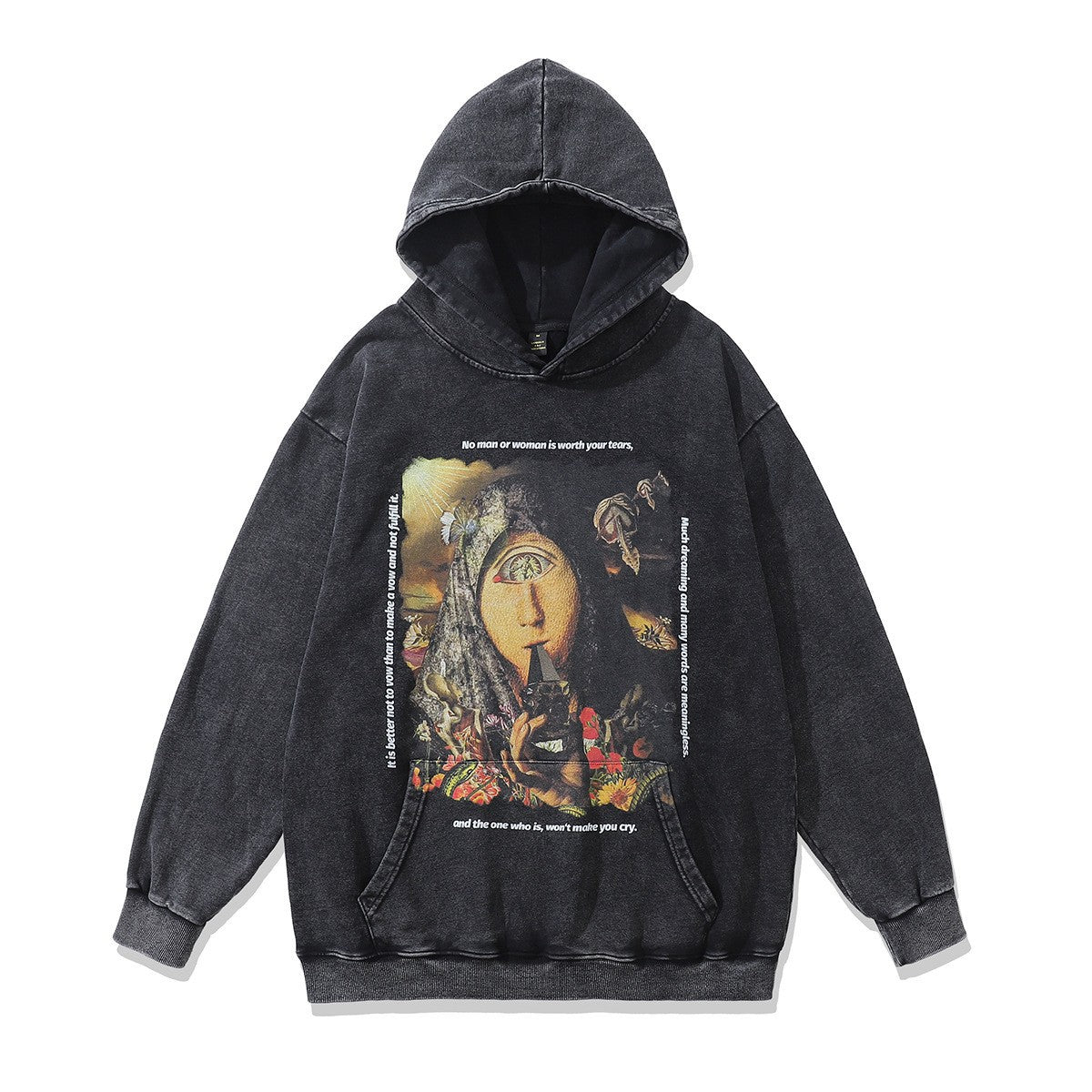 High version B family BB kangaroo pocket fleece hoodie heavy industry wash water old effect OS loose version couple models wholesale