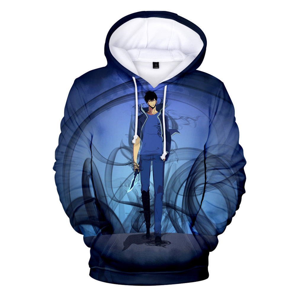 2021 Amazon Cross-Border Solo Leveling Online Novel 3D Printed Loose Hooded Sweatshirt for Men and Women