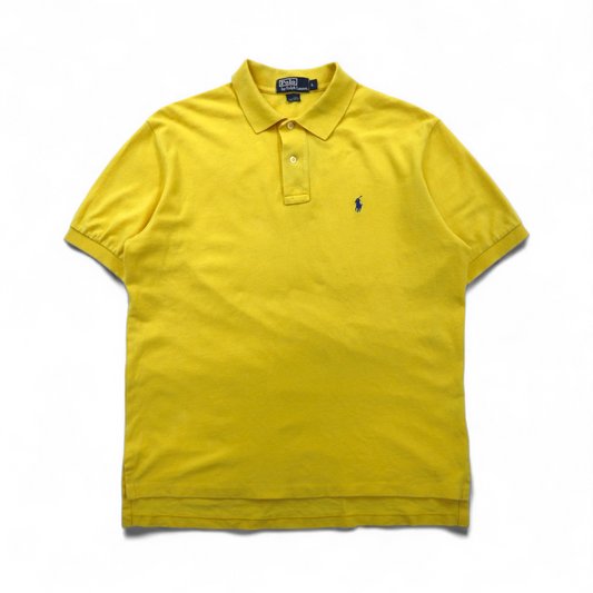 Polo by Ralph Lauren 90年代 ポロシャツ L イエロー コットン 鹿の子 スモールポニー刺繍