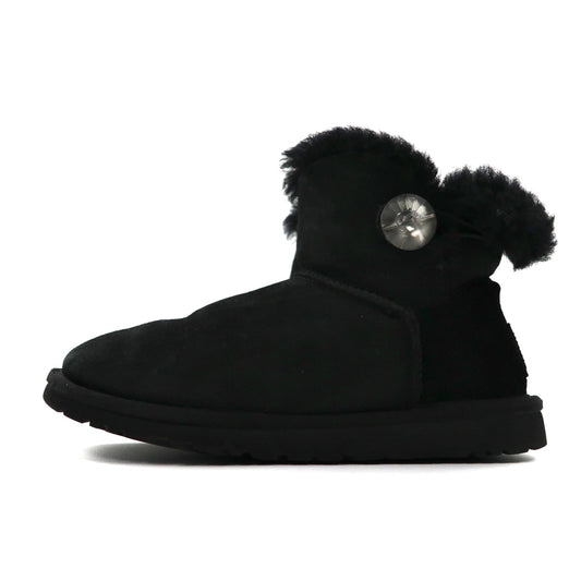 UGG ムートンブーツ 23cm ブラック ラムレザー MINI BAILEY BUTTON BLING 1003889