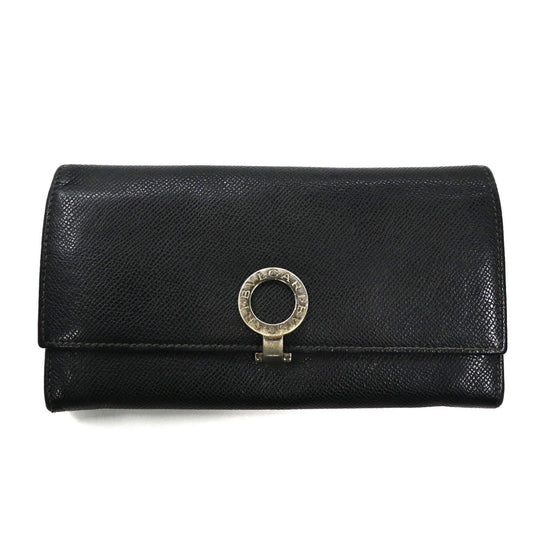 BVLGARI 長財布 ブラック 型押しレザー ロゴクリップ Clip Large Wallet イタリア製