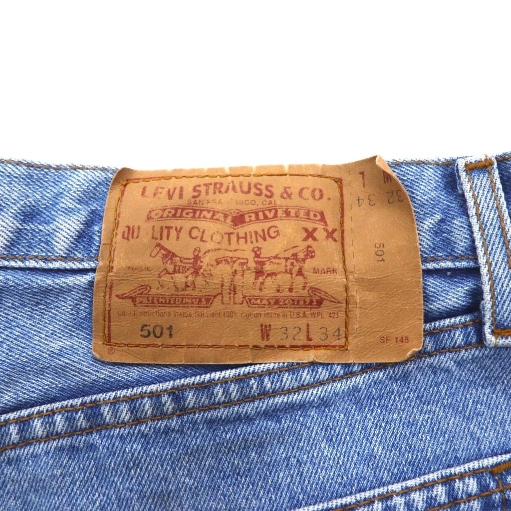 Levi's 90年代 USA製 501 デニムパンツ 32 ブルー コットン ボタンフライ ボタン裏524 501-0125